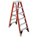 WERNER T7406 6' FIBERGLASS TWIN STEP LADDER ALUMINUM HOLSTER TOP TYPE 1AA 375LB LOAD RATED